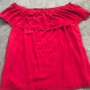 Embroidered like new off the shoulder LOFT top